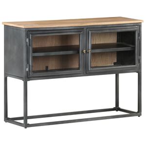 vidaXL Sideboard | Grey | Solid Acacia wood, glass, steel | 100 x 30 x 70 cm