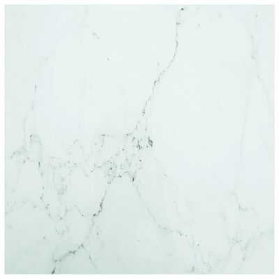 vidaXL Table Top White 80x80 cm 6 mm Tempered Glass with Marble Design