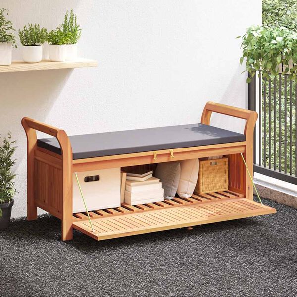 vidaXL Garden Storage Bench with Cushion 126 cm Solid Wood Acacia