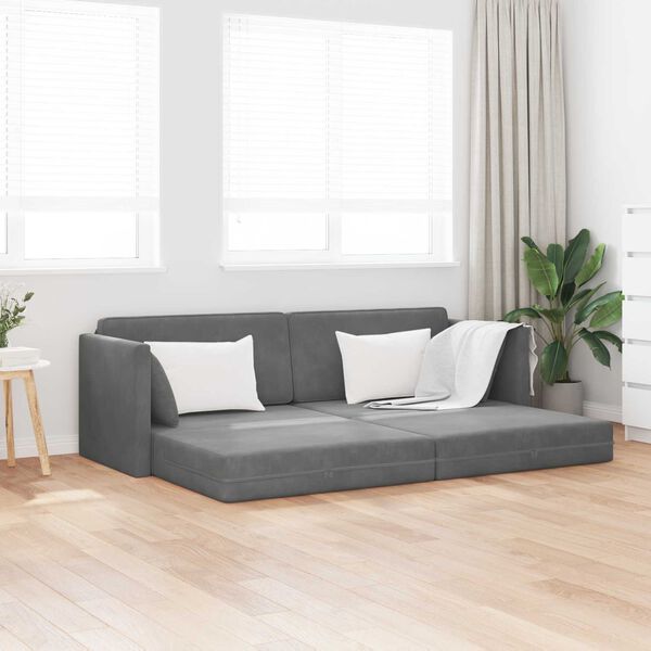 vidaXL Floor Sofa Bed 200cm Dark Grey Velvet