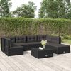 vidaXL 7 Piece Outdoor Sofa Set with Cushions Black Poly Rattan