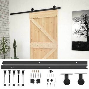 vidaXL Sliding Door 90 x 210 cm Solid Pine Wood Natural and Black