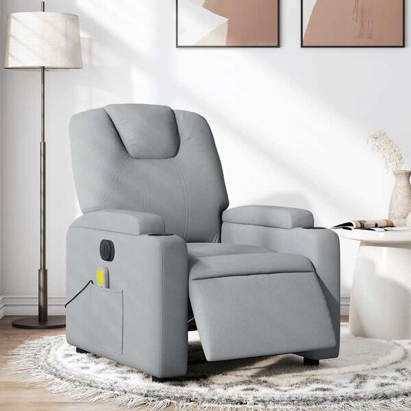 vidaXL Electric Massage Recliner Chair Light Grey Fabric