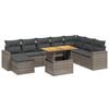 vidaXL 9 Piece Garden Sofa Set with Cushions Grey Poly Rattan