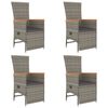 vidaXL 5 Piece Garden Dining Set with Cushions Grey Poly Rattan