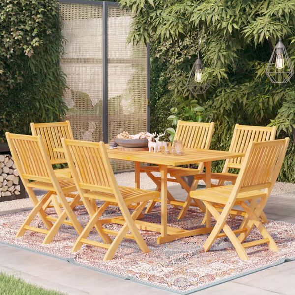 vidaXL 7 Piece Garden Dining Set Solid Teak Wood
