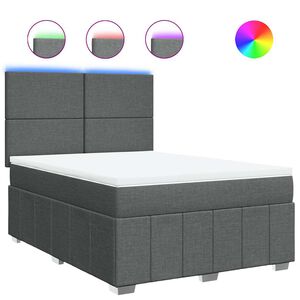 vidaXL Box Spring Bed with Mattress Dark Grey Double Fabric