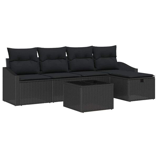 vidaXL Sofa Set with Cushion 6 pcs Poly Rattan