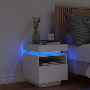 vidaXL Bedside Cabinet with LED Lights White 40x39x48,5 cm