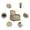 vidaXL Electric Stand up Massage Recliner Chair Cream Fabric