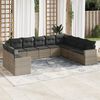 vidaXL 10 Piece Garden Sofa Set with Cushions Grey Poly Rattan