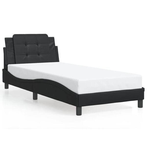 vidaXL Bed Frame without Mattress "Zadar" Black 90x190 cm Single Faux Leather