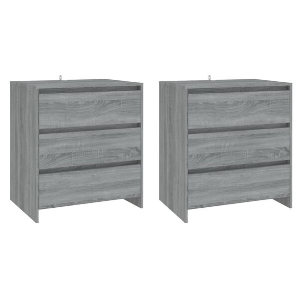 vidaXL 3 Piece Sideboard Grey Sonoma Engineered Wood