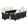 vidaXL 9 Piece Garden Dining Set with Cushions Black Poly Rattan
