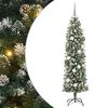 vidaXL Artificial Slim Christmas Tree Green and White 180 cm