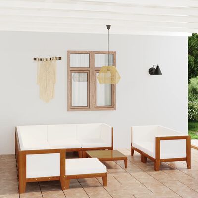 vidaXL 10 Piece Garden Lounge Set with Cushions Solid Acacia Wood