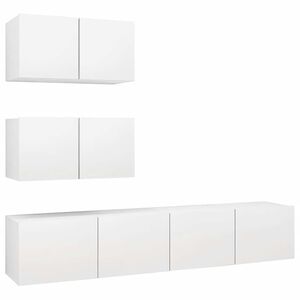 vidaXL 4 Piece TV Cabinet Set White Engineered Wood (804509+801472x2)