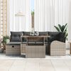 vidaXL Garden Sofa Set Height-Adjustable 7 pcs Grey Poly Rattan