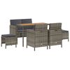 vidaXL 6 Piece Garden Dining Set with Cushions Grey Poly Rattan