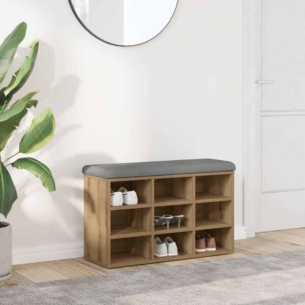 vidaXL Shoe Bench Artisan Oak 82x32x50 cm Engineered Wood