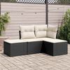 vidaXL 4 Piece Garden Sofa Set with Cushions Black Poly Rattan