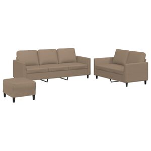 vidaXL 3 Piece Sofa Set with Cushions Cappuccino Faux Leather