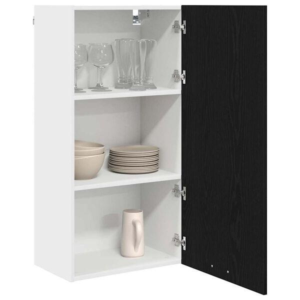 vidaXL Hanging Cabinet with Door Black Oak and White 50 x 31 x 100 cm