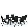vidaXL 7 Piece Garden Dining Set Black
