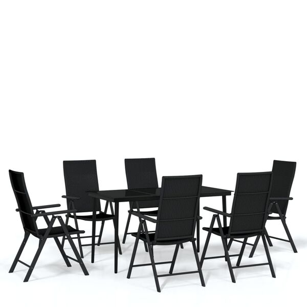 vidaXL 7 Piece Garden Dining Set Black