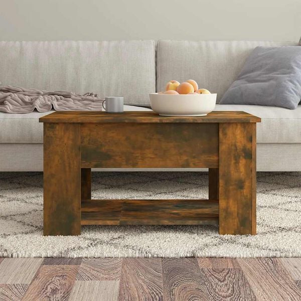 vidaXL Coffee Table Smoked Oak 79x49x41 cm Engineered Wood