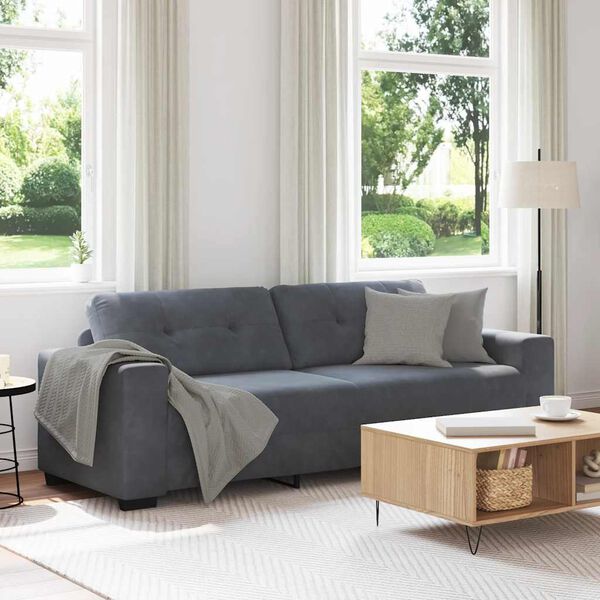 vidaXL 3-Seater Sofa Dark Grey 220x78x80 cm Velvet
