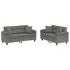 vidaXL 2 Piece Sofa Set with Pillows Dark Grey Microfibre Fabric
