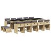 vidaXL 15 Piece Garden Dining Set with Cushions Mix Beige Poly Rattan