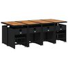 vidaXL 13 Piece Garden Dining Set with Cushions Black Poly Rattan