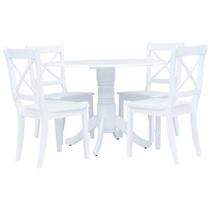 vidaXL 5 Piece Dining Set Solid Rubber Wood White