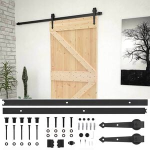 vidaXL Sliding Door 80 x 210 cm Solid Pine Wood Natural and Black