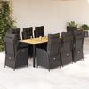 vidaXL 9 Piece Garden Dining Set with Cushions Black Poly Rattan