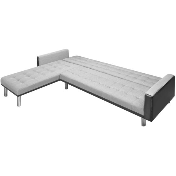 vidaXL Corner Sofa Bed Fabric 218x155x69 cm Black and Grey