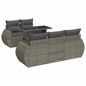 vidaXL 6 Piece Garden Sofa Set with Cushions Grey Poly Rattan