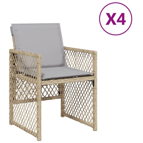 vidaXL Garden Chairs with Cushions 4 pcs Mix Beige Poly Rattan