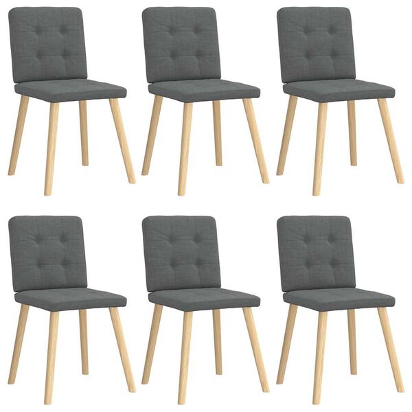 vidaXL Dining Chairs 6 pcs Dark Grey Fabric