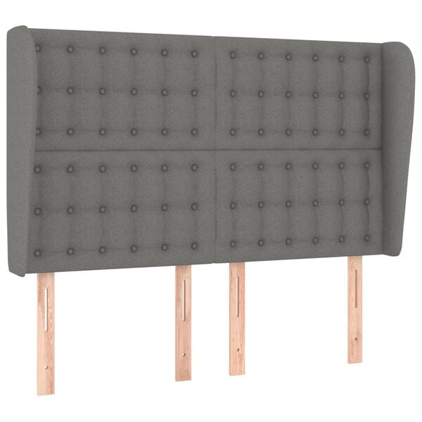 vidaXL Headboard with Ears Dark Grey 147 cm Fabric