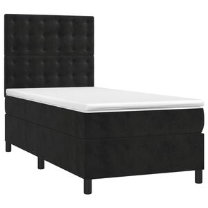 vidaXL Box Spring Bed with Mattress Black 106x203 cm King Single Size Velvet