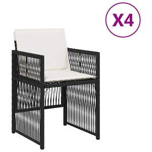 vidaXL Garden Chairs with Cushions 4 pcs Black Poly Rattan