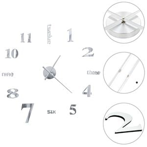 vidaXL 3D Wall Clock | High gloss silver | EVA (ethylene-vinyl acetate)