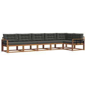 vidaXL Outdoor Sofa Set 6 pcs Natural and Anthracite