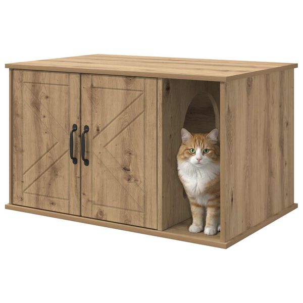 vidaXL Cat House Artisian Oak 85 x 55 x 50 cm Engineered Wood