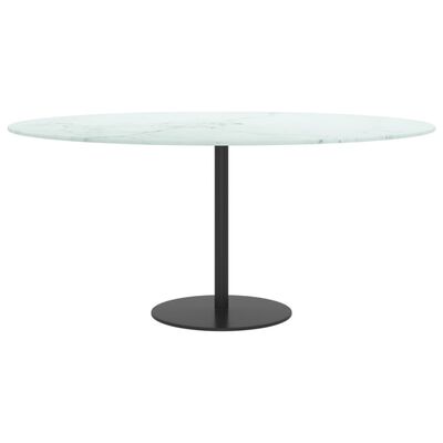 vidaXL Table Top White Ø90x1 cm Tempered Glass with Marble Design