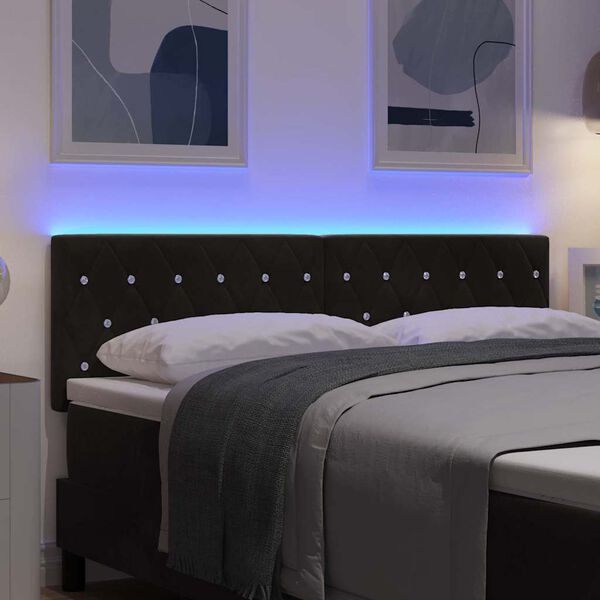 vidaXL LED Headboard with LED Strip Lights Black 144 cm Polyester