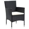 vidaXL 5 Piece Garden Dining Set with Cushions Poly Rattan Black
